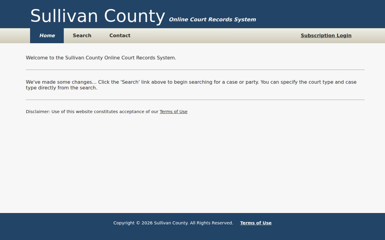 Sullivan County criminal court docket TnCIS landing page