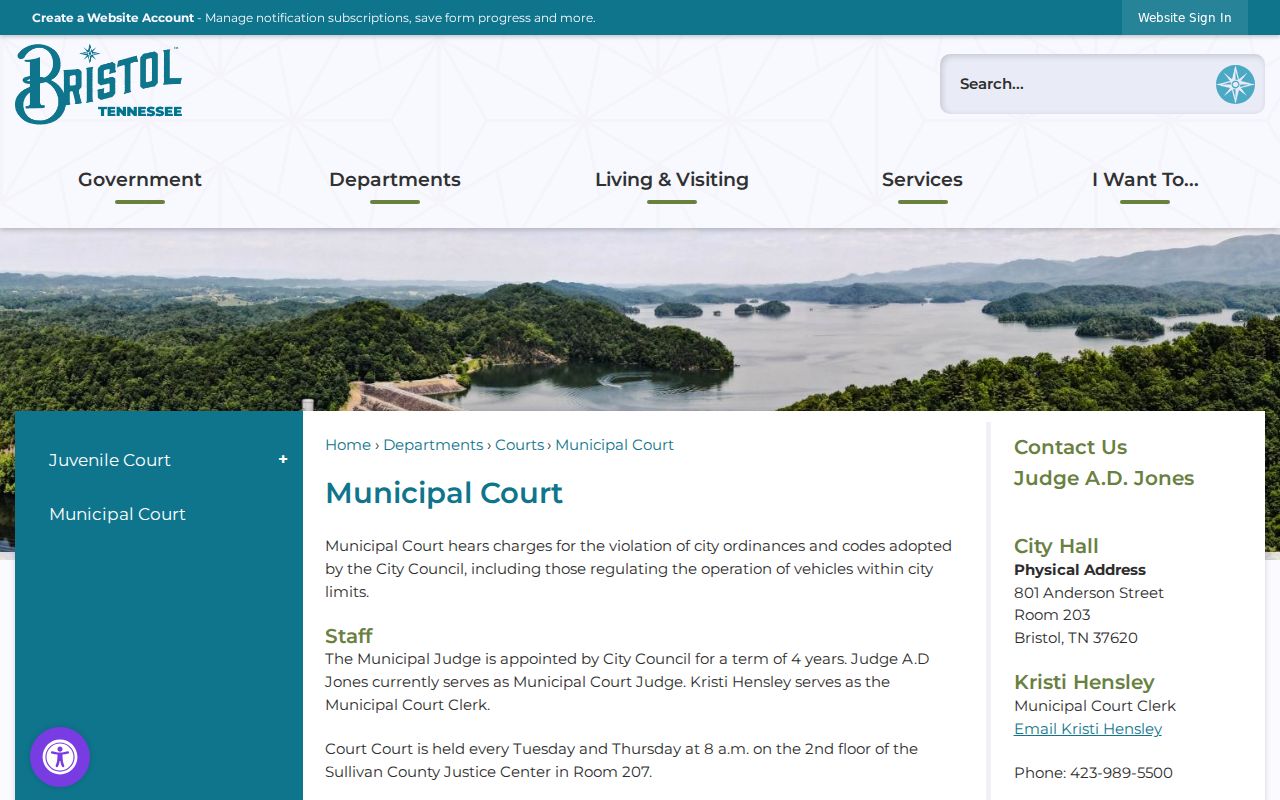Bristol court records Municipal Court room and schedule
