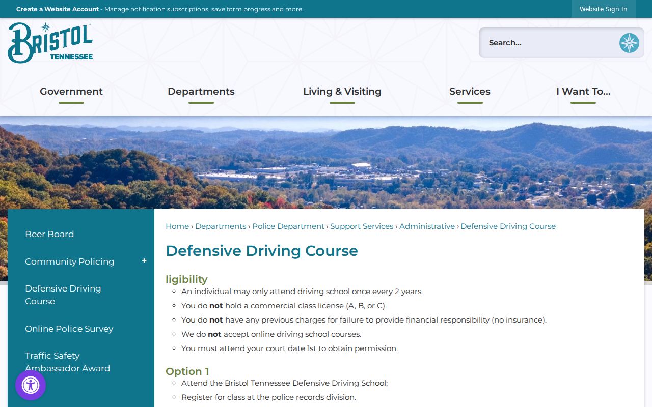 Bristol court records defensive driving fees and instructions